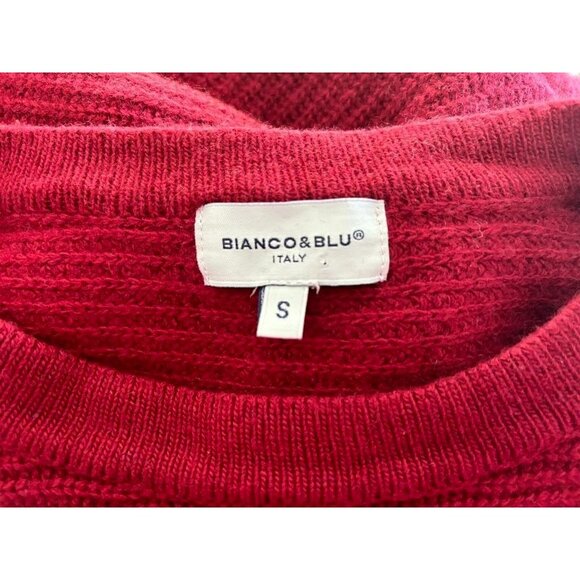 BIANCO & BLU Italy Sweater Size Small Merino Wool Cashmere Blend Ribbed Knit Red - Picture 6 of 7